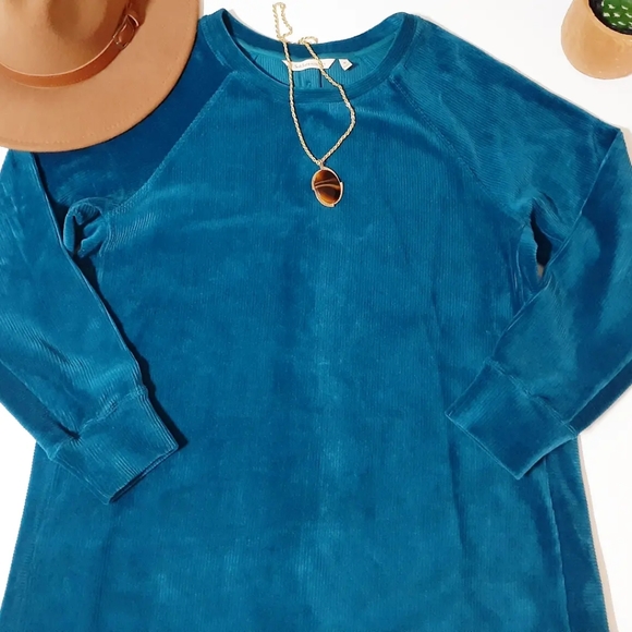 Soft Surroundings Dark Teal Velour Button-Back Sweater - Picture 11 of 11